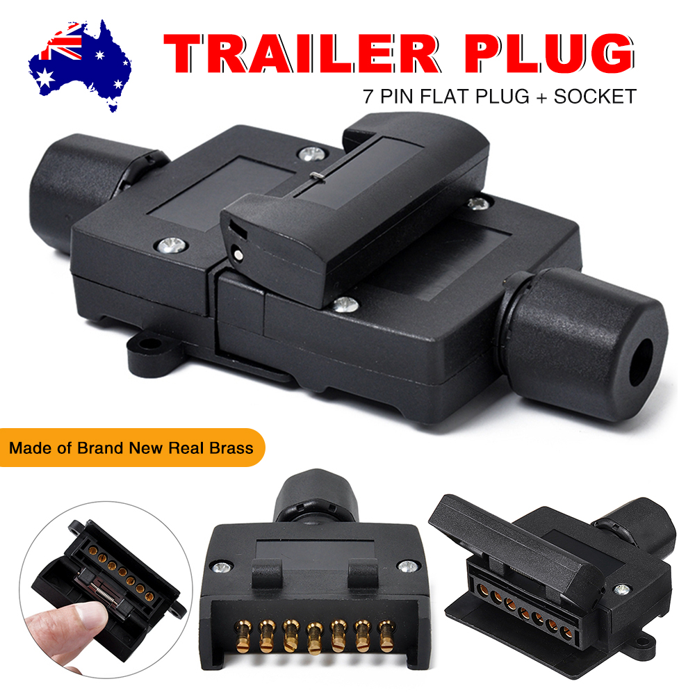 7 Pin Flat Trailer Plug Male & Female Socket Caravan Boat Adaptor