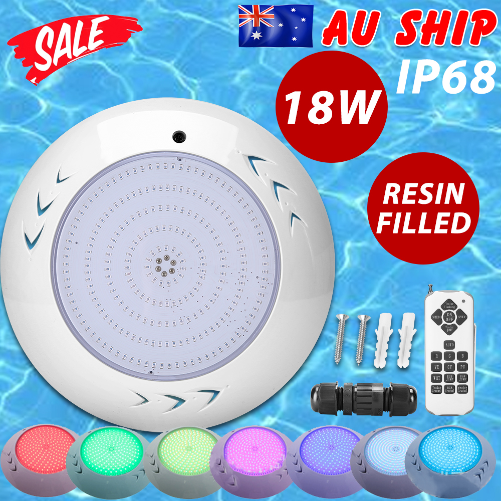 12V 18W Resin Filled Underwater Swimming Pool LED Light RGB Remote